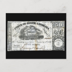 1862 North Carolina 50 Cent Note Vykort
