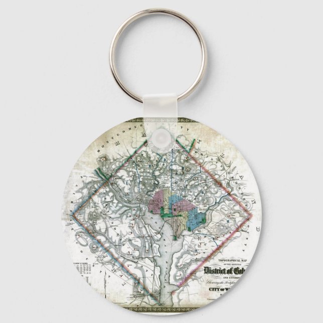 1862 Washington District of Columbia Karta Nyckelring (Framsida)