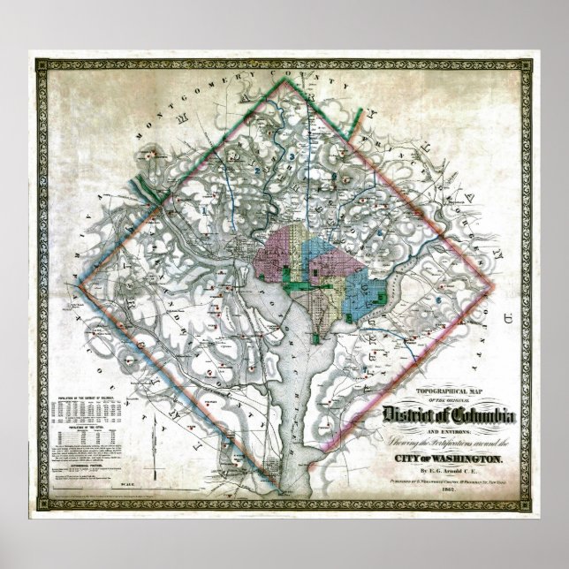 1862 Washington District of Columbia Karta Poster (Framsidan)