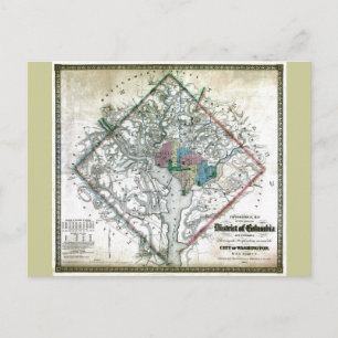 1862 Washington District of Columbia Karta Vykort