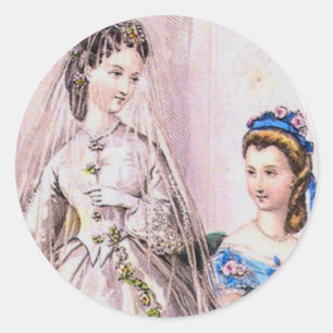1863 Victorian Bride Runt Klistermärke