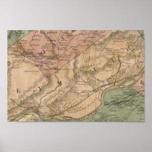 1864 Karta, Luzerne County, Pennsylvania Poster