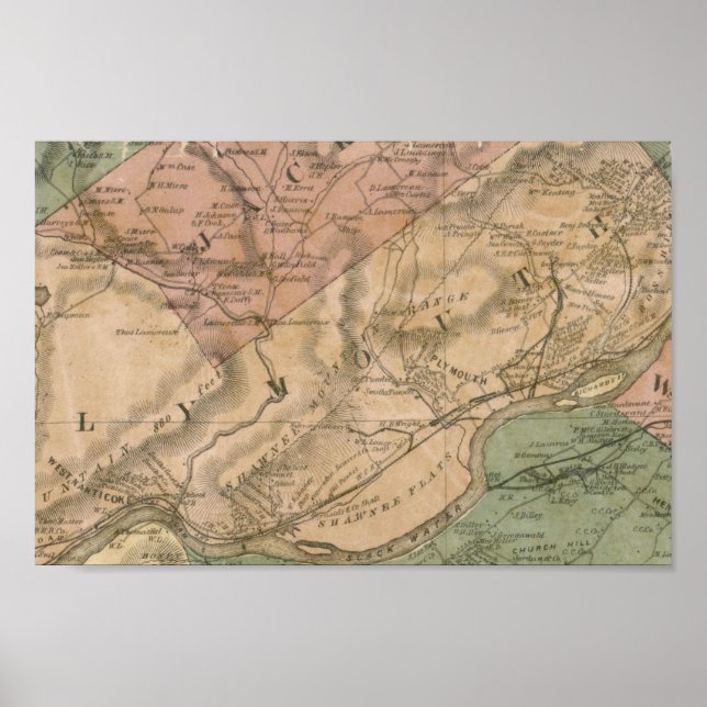 1864 Karta, Luzerne County, Pennsylvania Poster (Framsidan)