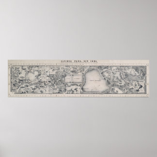 1865 HAND-DRAWN CENTRAL PARK KARTA POSTER