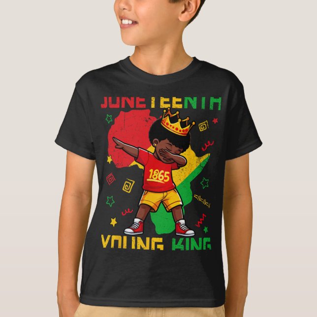 1865 Juneteenth Ung Kung Dabbing Pojkar Barn Afric T Shirt (Framsida)