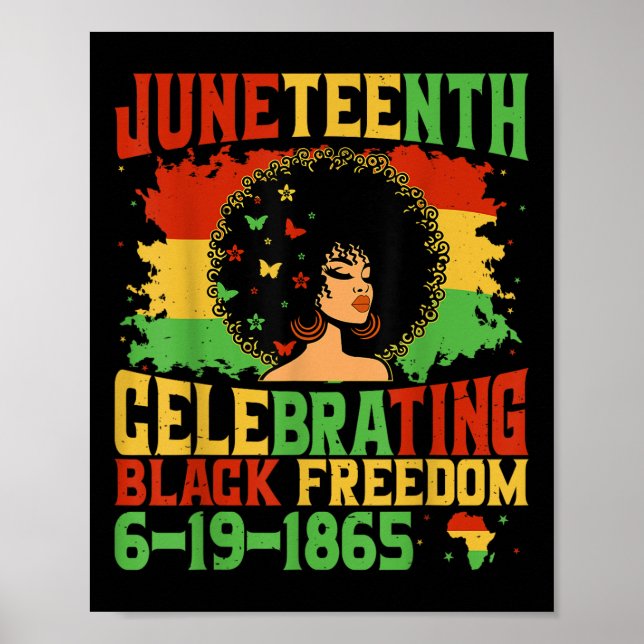1865 Junette Women Flickor Kids som firar svart Poster (Framsidan)