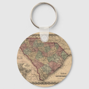 1865 South Carolina Karta Nyckelring