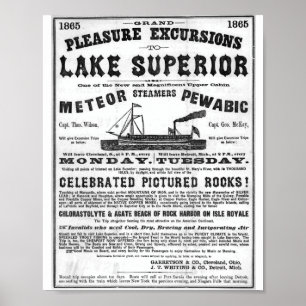 1865 storslagna nöjeutfärder till Lake Superior Poster