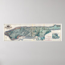 1865.Topografisk karta över staden New York