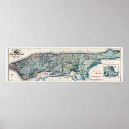 1865.Topografisk karta över staden New York Poster