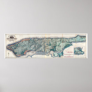 1865.Topografisk karta över staden New York Poster