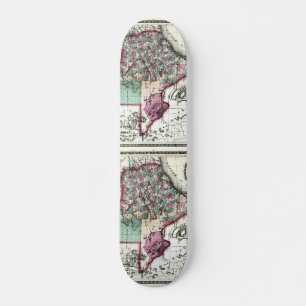 1866 Antiquarian Karta i Texas av Schönberg & Co. Skateboard Bräda 19,5 Cm