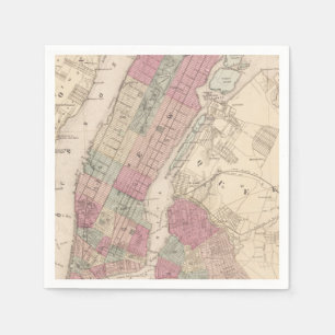 1868 Karta i New York och Brooklyn Pappersservett