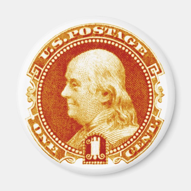1869 Benjamin Franklin Frimärke Magnet (Framsidan)