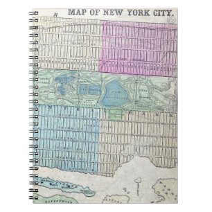 1870 Karta New York City Central Park Anteckningsbok Med Spiral