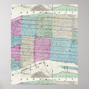 1870 Karta New York City Central Park Poster