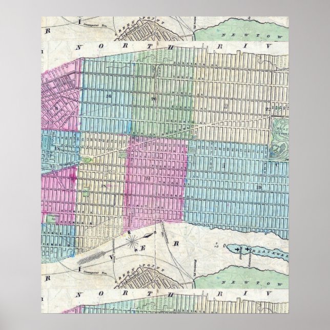 1870 Karta New York City Central Park Poster (Framsidan)