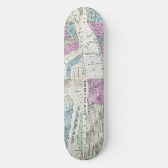 1870 Karta New York City Central Park Skateboard Bräda 20,5 Cm (Framsida)