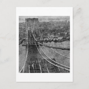 1870-talet New York City Brooklyn Bridge Construct Vykort