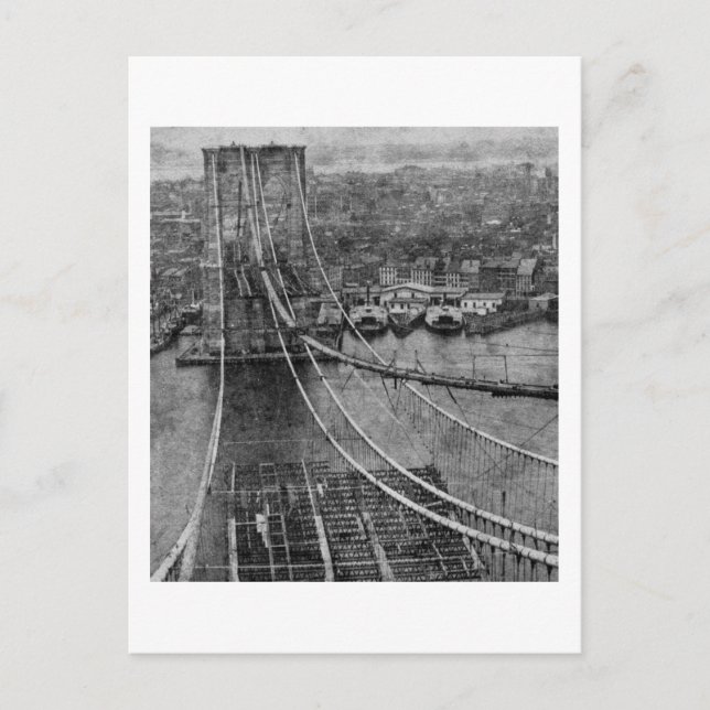 1870-talet New York City Brooklyn Bridge Construct Vykort (Framsida)