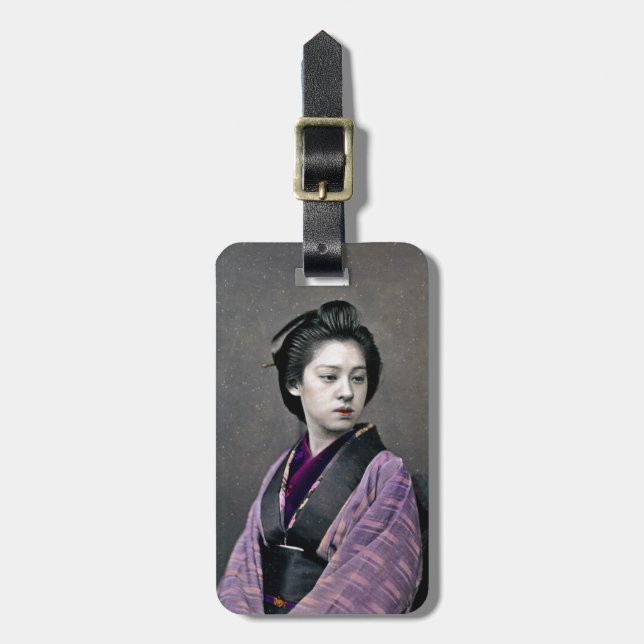1870 Vacker japansk kvinna Bagagebricka (Vertikal Framsida)