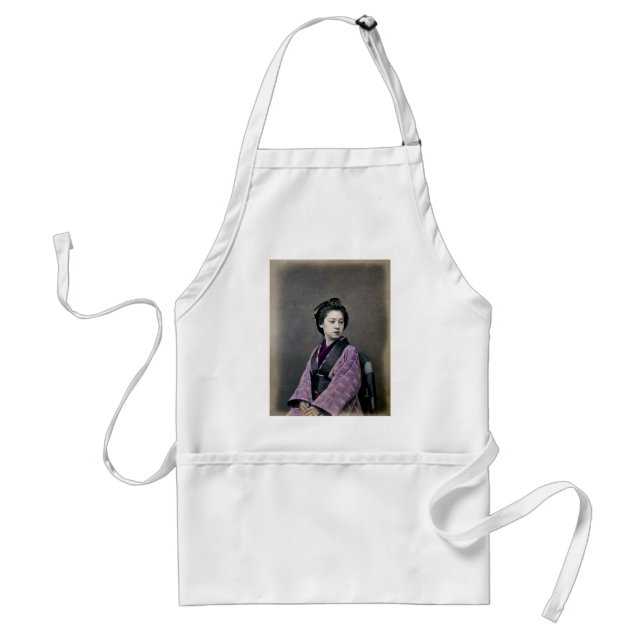 1870 Vacker japansk kvinna Förkläde (Framsidan)