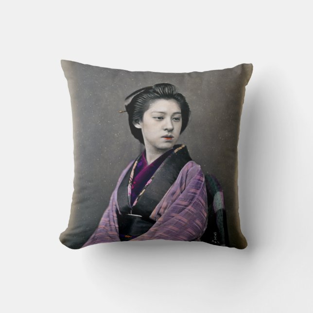 1870 Vacker japansk kvinna Kudde (Framsida)