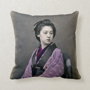 1870 Vacker japansk kvinna Kudde
