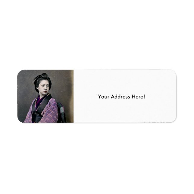 1870 Vacker japansk kvinna Returadress Etikett (Framsidan)