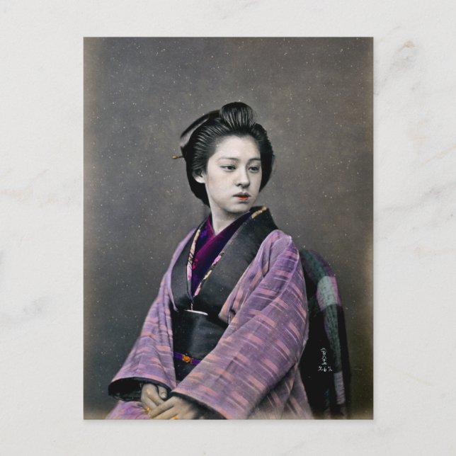 1870 Vacker japansk kvinna Vykort (Framsida)