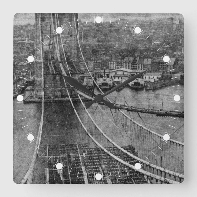 1870s New York City Brooklyn överbryggar Fyrkantig Klocka (Framsida)