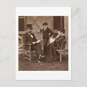 1872 President Grant with Family at Cottage Vykort