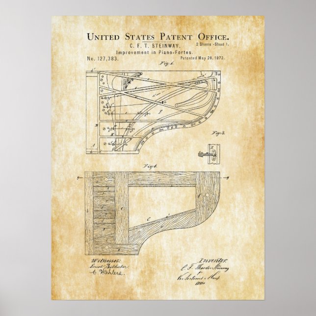 1872 Steinway Piano Forte Patent Poster (Framsidan)