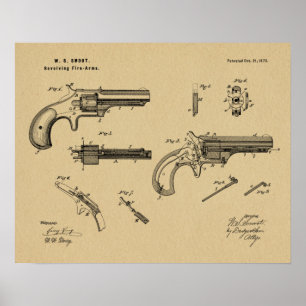 1873 Gun Revolver Patent Art Teckning Skriv ut Poster