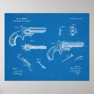 1873 Gun Revolver Patent Art Teckning Skriv ut Poster