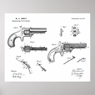 1873 Gun Revolver Patent Art Teckning Skriv ut Poster