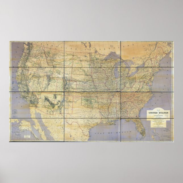1873 Karta i Förenta staterna Poster (Framsidan)