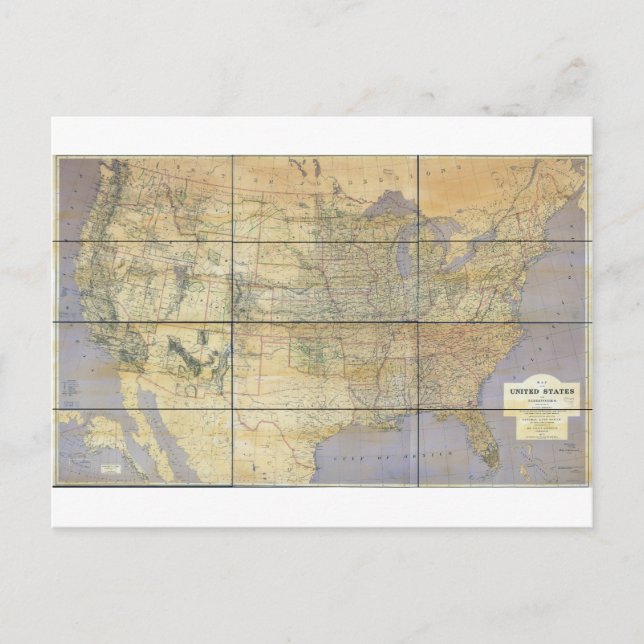 1873 Karta i Förenta staterna Vykort (Framsida)