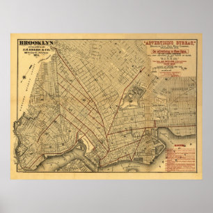 1874 Brooklyn Rail Karta Poster