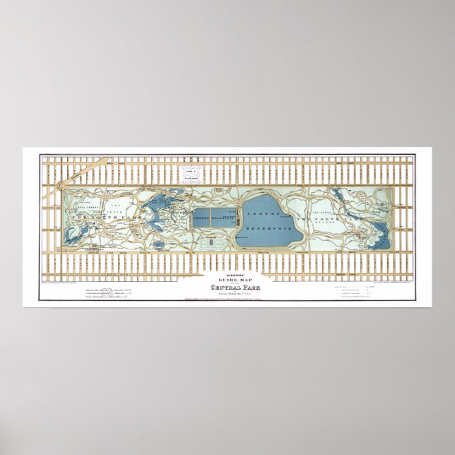 1875 Hinrichs' Guide Karta i Central Park Poster (Framsidan)