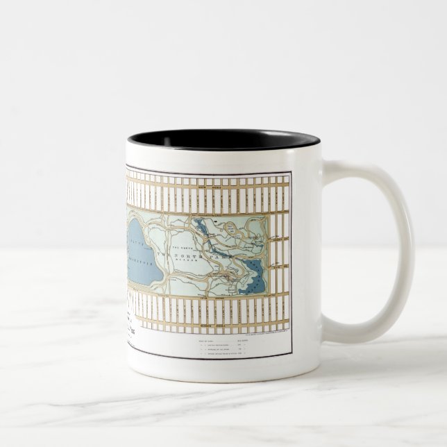 1875 Karta i Central Park, New York City Två-Tonad Mugg (Höger)