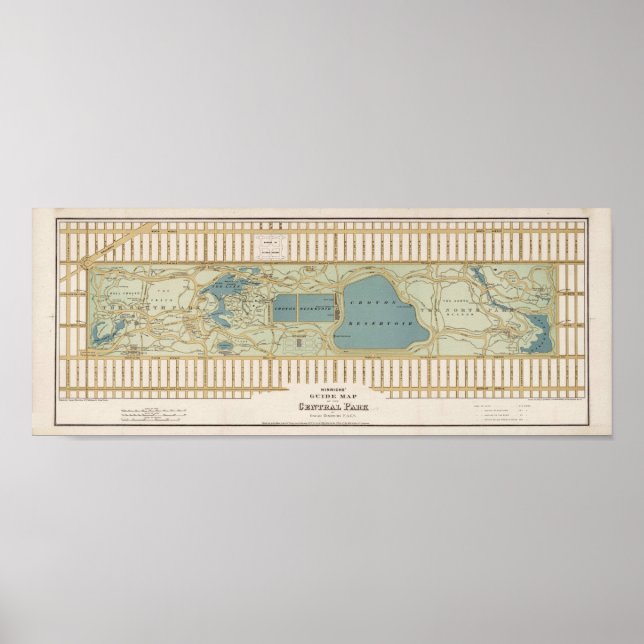 1875 Karta i Central Park Poster (Framsidan)