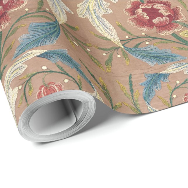 1875 Vintage William Morris Blommig Brody   Presentpapper (Rullad Hörn)