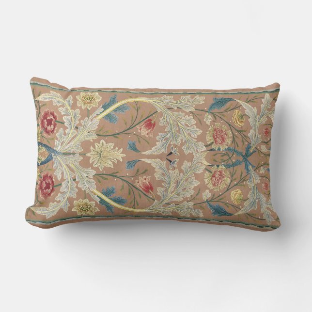 1875 Vintage William Morris Blommigt Embroidery Lumbarkudde (Framsida)