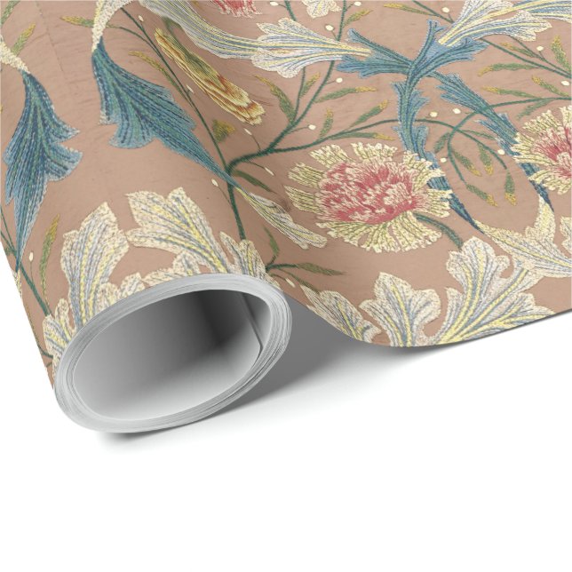 1875 Vintage William Morris Blommigt Embroidery Presentpapper (Rullad Hörn)