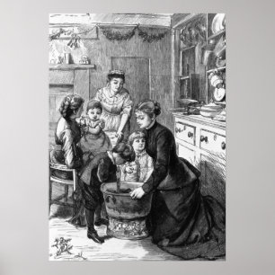 1876: Barnen hjälper till att väcka julpudding Poster