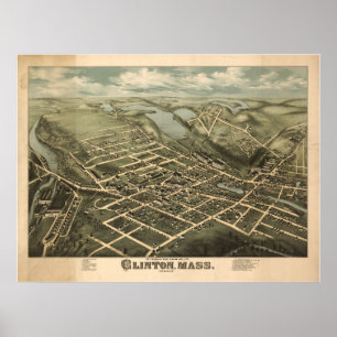 1876 Clinton, MORSAfågelöga beskådar den panora Poster