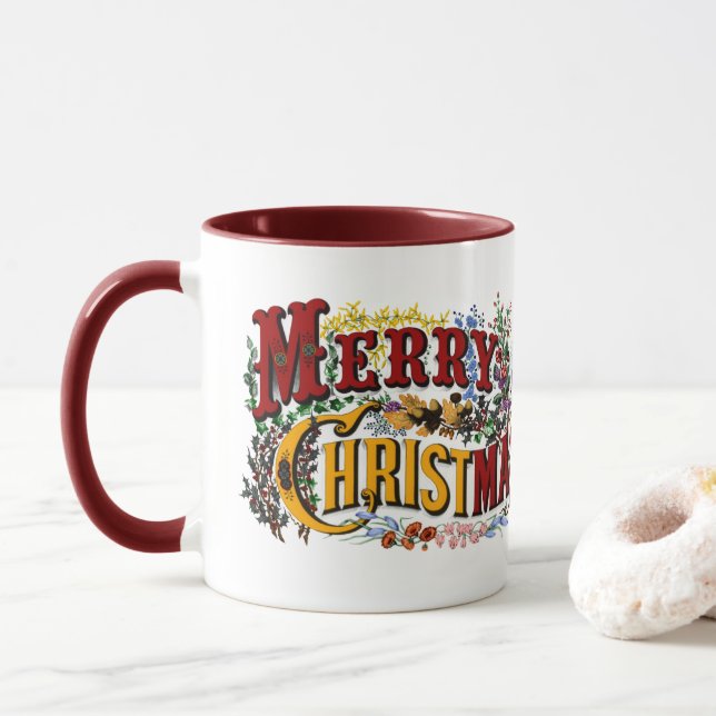 1876 God Jul Färgrik Mugg (Med munk)