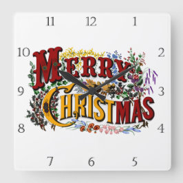 1876 God jul Fyrkantig Klocka