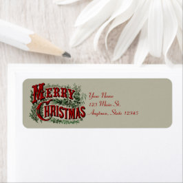 1876 God jul Grönt Returadress Etikett